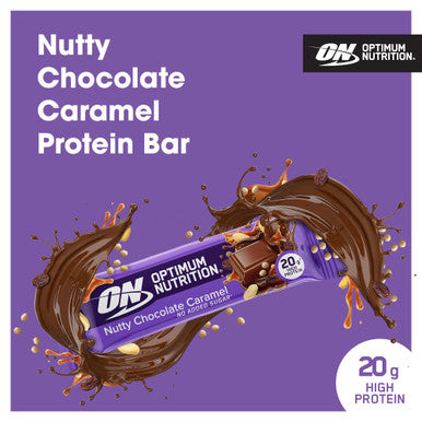 Optimum Nutrition Nutty Chocolate Caramel Crispy Protein Bars No Added Sugars On The Go Pre-Workout And Post-Workout Gym Snack For Men And Women 10 X 70 G