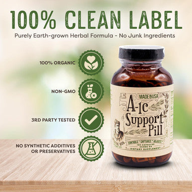 Medicine Man Plant Co A-1C Support 120 Capsules - Natural And Organic With Bitter Melon, Holy Basil, And Aloe Vera Extract - Non-Gmo And Herbal Formula