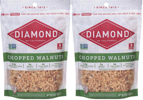 Diamond of California Chopped Walnuts, Raw Walnuts for Baking, Snacking and Salads, 8 oz.