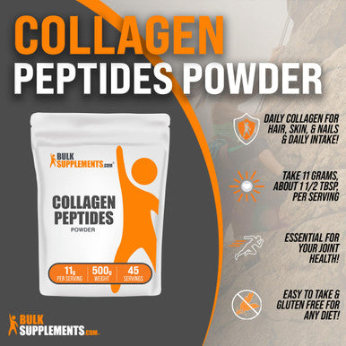 Bulksupplements.Com Collagen Peptides Powder - Bovine Collagen Powder, Collagen Supplement, Powdered Collagen - Beef Collagen Powder, 11G Of Hydrolyzed Collagen Per Serving, 500G (1.1 Lbs)