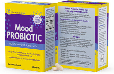InnovixLabs Mood Probiotic 60 Capsules Lactobacillus helveticus Rosell 52ND Bifidobacterium longum Rosell 175 1st Probiotic Formula Clinically Studied for Mood Support Probiotics for Men Women