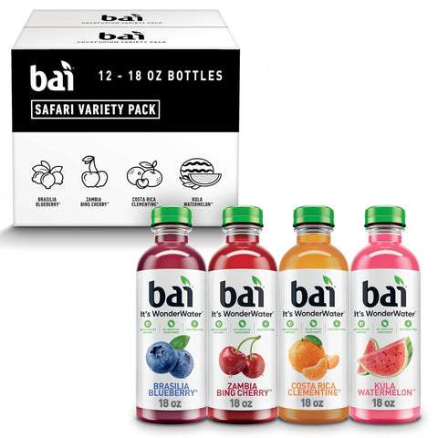 Bai Antioxidant Infused Water Beverage, Molokai Coconut, with Vitamin C and No Artificial Sweeteners, 18 Fluid Ounce Bottle, 12 Pack