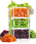NUT CRAVINGS - Purim Mishloach Manot Dried Fruit & Mixed Nuts Gift Basket, Green Tower + Ribbon (12 Assortments) Ramadan Gifts Food Arrangement, Healthy Snack Care Package, Kosher