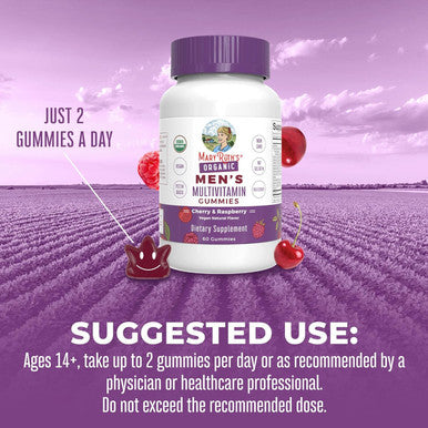 Maryruth Organics Mens Vitamin Gummy | USDA | Vegan | Daily Multivitamins for Immune Support | Non-GMO | Gluten | 60 Count