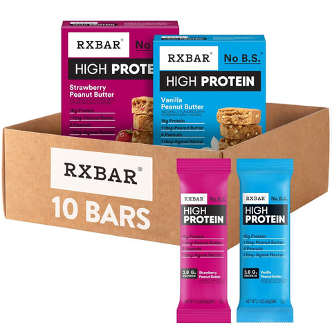 RXBAR High Protein Bars, Gluten Free, Protein Snacks, Variety Pack (10 Bars)