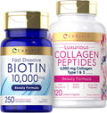 Carlyle Biotin 10000mcg | Collagen Peptides 6000mg | Beauty Supplement Double Pack Bundle