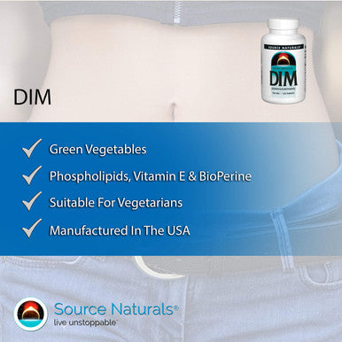 Source s DIM, Diindolylmethane 100mg with BioPerine, Vitamin E & More - 120 Tablets