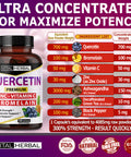 Ultra Quercetin High Purity 98% with Bromelain Capsules - Equivalent to 4085 mg Powder - Maximum Strength with Ashwagan - Supports Overall Health Strength Energy (100 Counts)