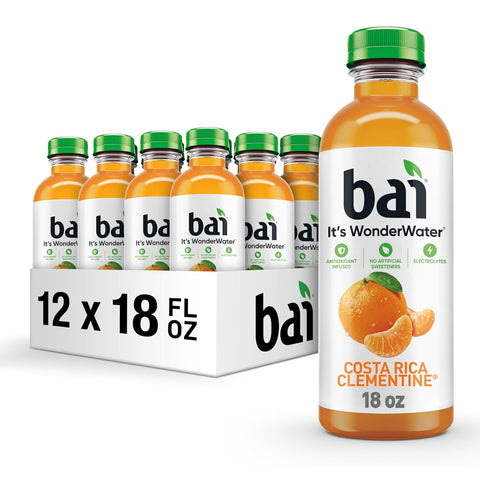 Bai Antioxidant Infused Water Beverage, Molokai Coconut, with Vitamin C and No Artificial Sweeteners, 18 Fluid Ounce Bottle, 12 Pack