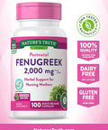 Fenugreek Seed Capsules | 2000mg | 100 Powder Capsules | Non-GMO, Gluten | by Nature's Truth