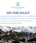 Holistic Bin Raw Shilajit Powder Himalayan Wildcrafted, Full Spectrum Extract | 100% Pure Organic Shilajit - No Fillers | Rich in Fulvic and Trace Minerals (25 Servings)