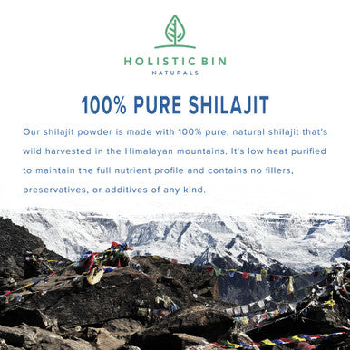 Holistic Bin Raw Shilajit Powder Himalayan Wildcrafted, Full Spectrum Extract | 100% Pure Organic Shilajit - No Fillers | Rich in Fulvic and Trace Minerals (25 Servings)