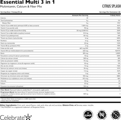 Celebrate Vitamins 3-In-1 Bariatric Multivitamin With Calcium Citrate Drink Mix - 500Mg Calcium, Gluten , Sugar - Powder Blend For Post Bariatric Surgery - Rasp Lemonade (60 Servings)