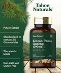 Tahoe Naturals Korean Panax Ginseng | 1500Mg | 120 Quick Release Capsules | Non-Gmo And Gluten Free Supplement |