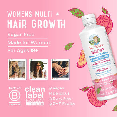 Maryruth Organics Women's Multivitamin + Lustriva Hair Growth Liposomal | Biotin 10000mcg | Clinically Tested for Thicker Hair Wrinkles Fine Lines Skin Care | with Ashwagandha & Maca Root | Ages 18+ | 15.22 Fl Oz