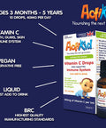 ActiKid Vitamin C Drops 100mg per 1ml - 15ml for Infants and Children | Vegan | Sugar Free | Preservative Free | No Allergens | Baby | Vitamin C Supplement | Immune Support