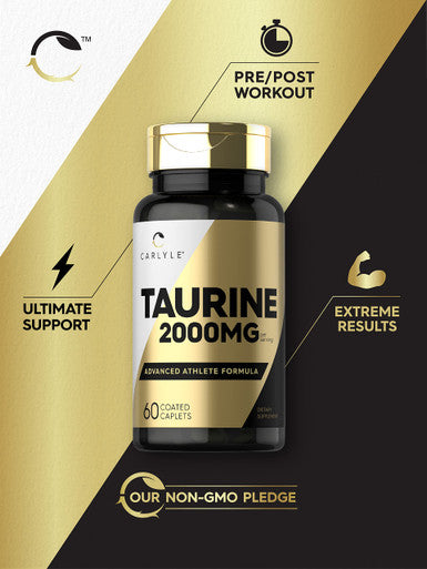 Carlyle Taurine 2000Mg | 60 Caplets | Vegetarian, Non-Gmo,And Gluten Free Supplement | Advanced Athlete Formula