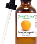 Sweet Orange - 4 fl oz (118 ml) Glass Bottle w/ Glass Dropper - 100% Pure Essential Oil - GreenHealth by Greenhealth