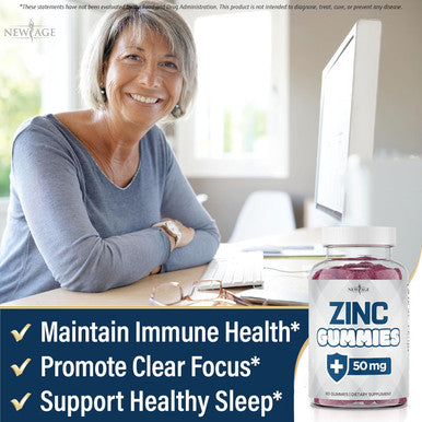 Age Zinc Gummies - 2 Pack - 50Mg High Immune Booster Zinc Supplement, Immune Defense, Powerful Natural Antioxidant, Non-Gmo - By Age, 120 Count