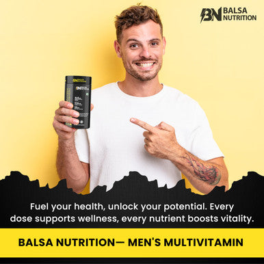 Balsa Nutrition Men's Multivitamin- 90 Tablets |Essential Daily Support For Men's Health, Boosts Immunity, Muscle Recovery, Bone Health, Mental Focus, Cellular Energy & Vitality |Non- GMO, Gluten Free