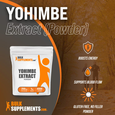 BulkSupplements Yohimbe Extract Powder - Herbal Supplement for Energy Support - Sourced from Yohimbe Bark - - 250mg , 4000 Servings (1 Kilogram - 2.2 lbs)
