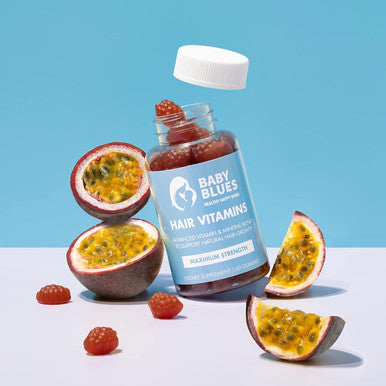 Baby Blues Postpartum Hair Loss Vitamins - Passion Fruit Gummies With Biotin, Collagen, & Folate