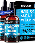 Liquid Collagen Peptides For Women - Complex With Biotin Vitamin, Hydrolyzed Keratin Protein And Saw Palmetto - Comprehensive Formula For Hair, Skin, And Nails Wellness - 2Fl Oz (Pack Of 2)