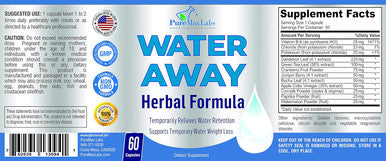 YUMMYVITE Water Away Gentle Herbal Diuretic - Natural Diuretic Water Pills - Relieve Bloating, Reduce Excess Water Weight With Dandelion Leaf, Green Tea, Detox Cleanse & Urinary Health. Non-Gmo, 60 Capsules