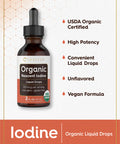 Organic Nascent Iodine Liquid Drops | 2 Fl Oz | Vegan Supplement | Non-Gmo, Gluten Free | By Carlyle