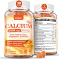 1000 Mg Calcium Citrate Supplement Gummies For Adults - Calcium Gummies With Vitamin D3, K2, Magnesium, Strontium For Women, Men - Support Calcium Absorption & Immune System