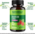 NATURELO Biotin Gummies - Supports Healthy Hair, Skin & Nails - High Potency 2500 mcg - Non GMO, Gluten Free - 60 Gummies