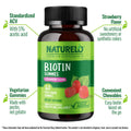 Naturelo Biotin Gummies - Supports Healthy Hair Skin & Nails - High Potency 2500 Mcg - Non Gmo Gluten Free 60 Gummies