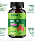 Naturelo Biotin Gummies - Supports Healthy Hair Skin & Nails - High Potency 2500 Mcg - Non Gmo Gluten Free 60 Gummies