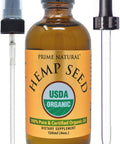 PRIME NATURAL Organic Hemp Seed Oil 4Oz - Usda Certified - Sativa Oil - Pure, Cold Pressed, Virgin, Unrefined, Vegan, Food Grade - High Omega 3 6 9 Fatty Acids - Good For Face, Body, Skin & Hair Care