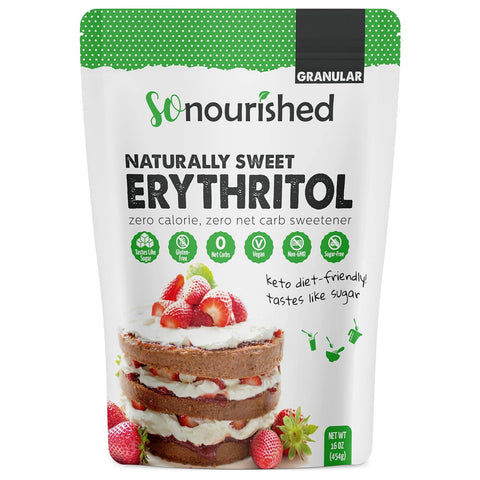 So Nourished Erythritol Sweetener Granular - Keto Sugar Substitute - 0 Calorie, 0 Net Carb, Non-GMO (5 lbs / 80 oz)