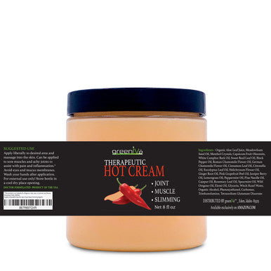 Greenive - Hot Cream - Anti Cellulite Cream - Hot & Cold Sensation - (8 Ounce Jar)