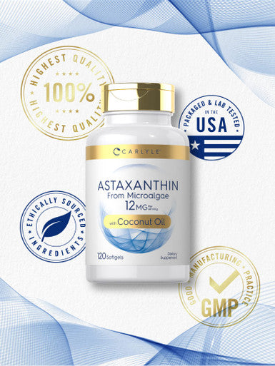 Carlyle Astaxanthin 12Mg | 120 Softgels | Supplement From Microalgae | With Coconut Oil | Non-Gmo & Gluten Free