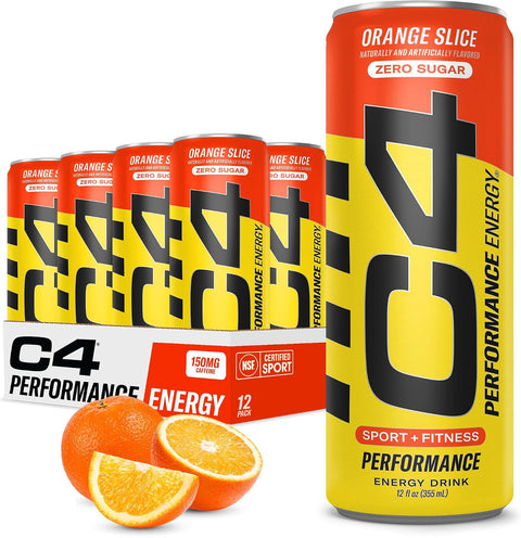 C4 Performance Energy Drink, Cherry Popsicle, Zero Sugar Carbonated Preworkout Energy, 200mg Caffeine with Beta Alanine, 16 Fl Oz (12 Pack)