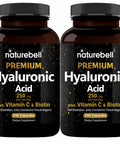 NatureBell 2 Pack Plant Based Hyaluronic Supplements 250mg with 25mg Vitamin C & Biotin 5000mcg, 480 Total Capsules | Essential for Hair Growth, Joint Support, & Hydrating Skin | Non-GMO