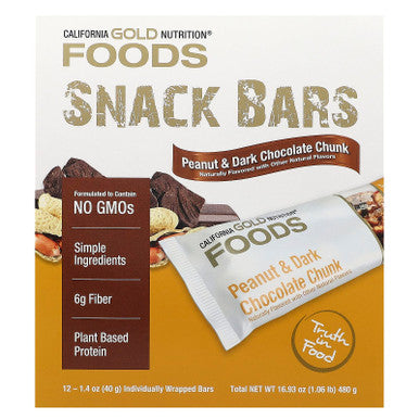 California Gold Nutrition Foods - Peanut & Dark Chocolate Chunk Bars, 12 Bars, 1.4 Oz (40 G) Each
