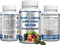 YUMMYVITE Fruit And Veggie Superfood Greens - 28 Fruits And Vegetables Incl. Alfalfa, Barley Grass, Spirulina, Beet Root, Tart Cherry, Concentrated Natural Antioxidants- 60 Tablets