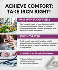 Iron Supplement For Women - Iron 65Mg (Ferrous Sulfate 325Mg) - Stomach Friendly Slow Release Iron High Absorption - Vitamins C, D3, B6, B12 & Folate - Iron Level & Energy Support - 60 Capsules