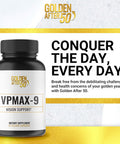 Golden After 50 Vpmax-9 - Sight Care And Antioxidant Supplement With Eye Vitamins, Lutein, Lycopene And Bilberry Extract - 60 Gelatin Capsules