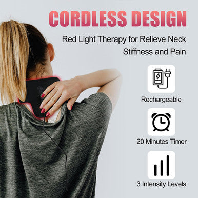 Red Light Therapy For Neck - Rechargeable Infrared Red Light Therapy Belt, Portable Infrared Light Therapy Neck Wrap For Body Hands Feet Knee Pain Relief (Red)