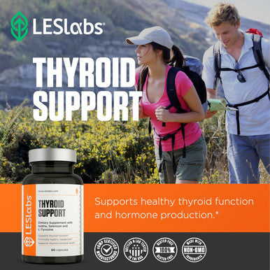 Les Labs Thyroid Support Metabolic Health, Thyroid Hormone Production, Energy & Focus Iodine, L-Tyrosine, Ashwagandha, Selenium & Turmeric Non-Gmo Supplement 60 Capsules
