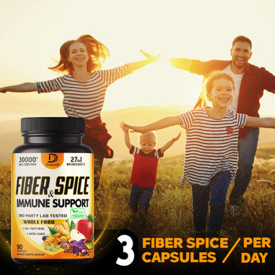 Dedicad 27In1 Fiber And Spice Supplement 30000Mg - Combined With Organic Psyllium, Whole Apple, Elderberry & More - Support Mood