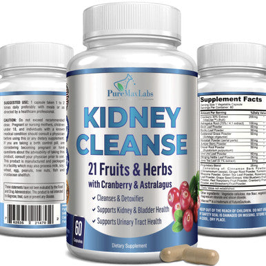 YUMMYVITE Herbal Kidney Cleanse With Cranberry Extract, Astralagus - 21 Fruits & Herbs - Detox & Cleanse Urinary Tract & Bladder Health, Kidney Support, 60 Vegan Capsules