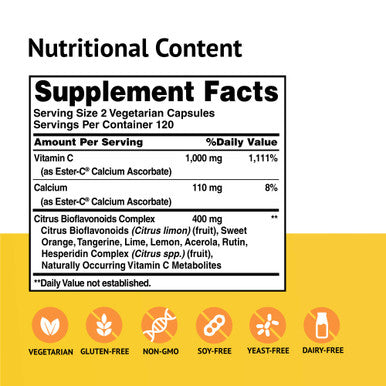 American Health Ester-C 500 Mg With Citrus Bioflavonoids Veg. Capsules 240 Count