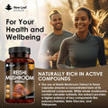 Reishi Mushroom Capsules - High Strength 4000Mg Mushroom Supplements - 120 Vegan Mushroom Powder Capsules - Reishi Supplement 100% From The Fruiting Body Made In Uk By Leaf