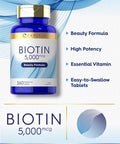 Carlyle Biotin 5000mcg | 360 Vegetarian Tablets | Beauty Formula Supplement | Non-GMO Gluten